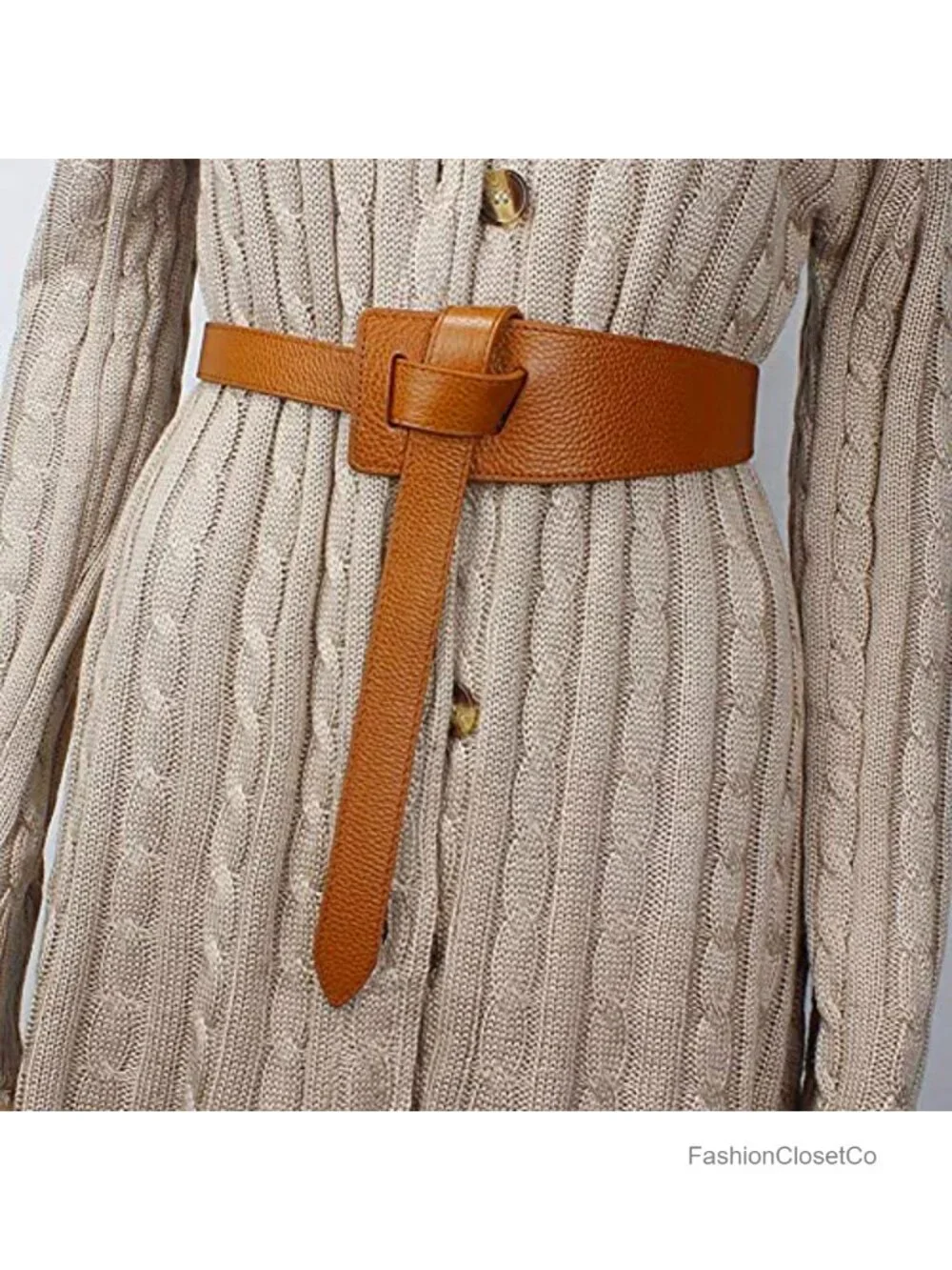 Vintage Leather Tie Waist Belt for Dresses Jeans Casual, Adjustable